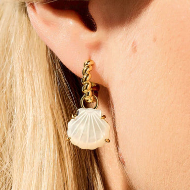 Spartina Splash Carved Shell Convertible Hoop Earrings - Spartina