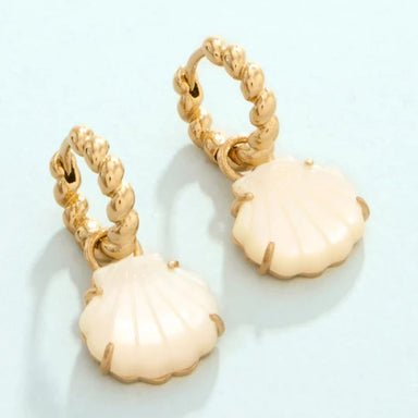 Spartina Splash Carved Shell Convertible Hoop Earrings - Spartina