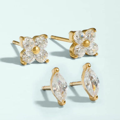 Spartina Splash Sparkly Clover Stud Earrings Set - Spartina
