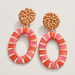 Spartina Straw Oval Earrings - Red - Spartina
