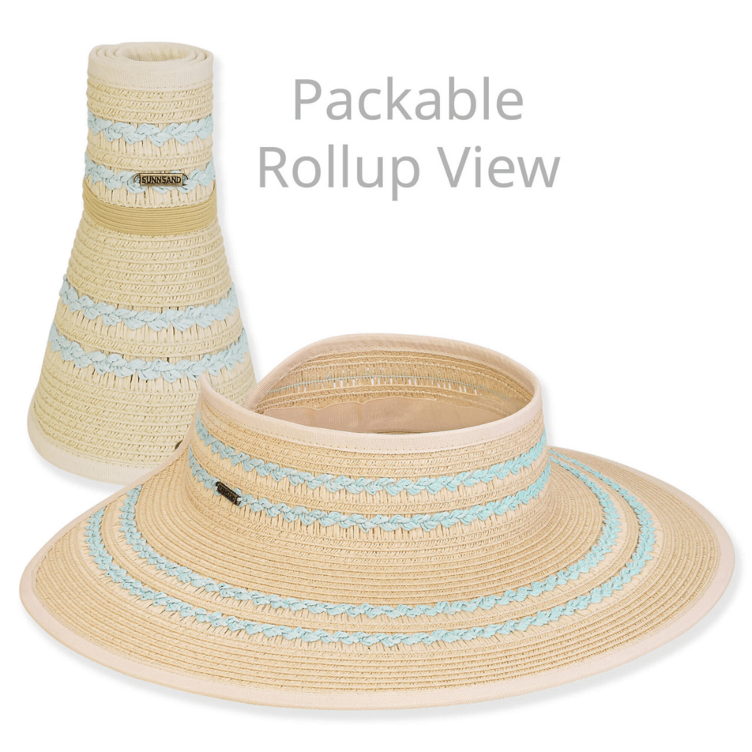 Sun 'n' Sand Turquoise Paperbraid Visor - Brim 4" - Sun 'N' Sand Accessories