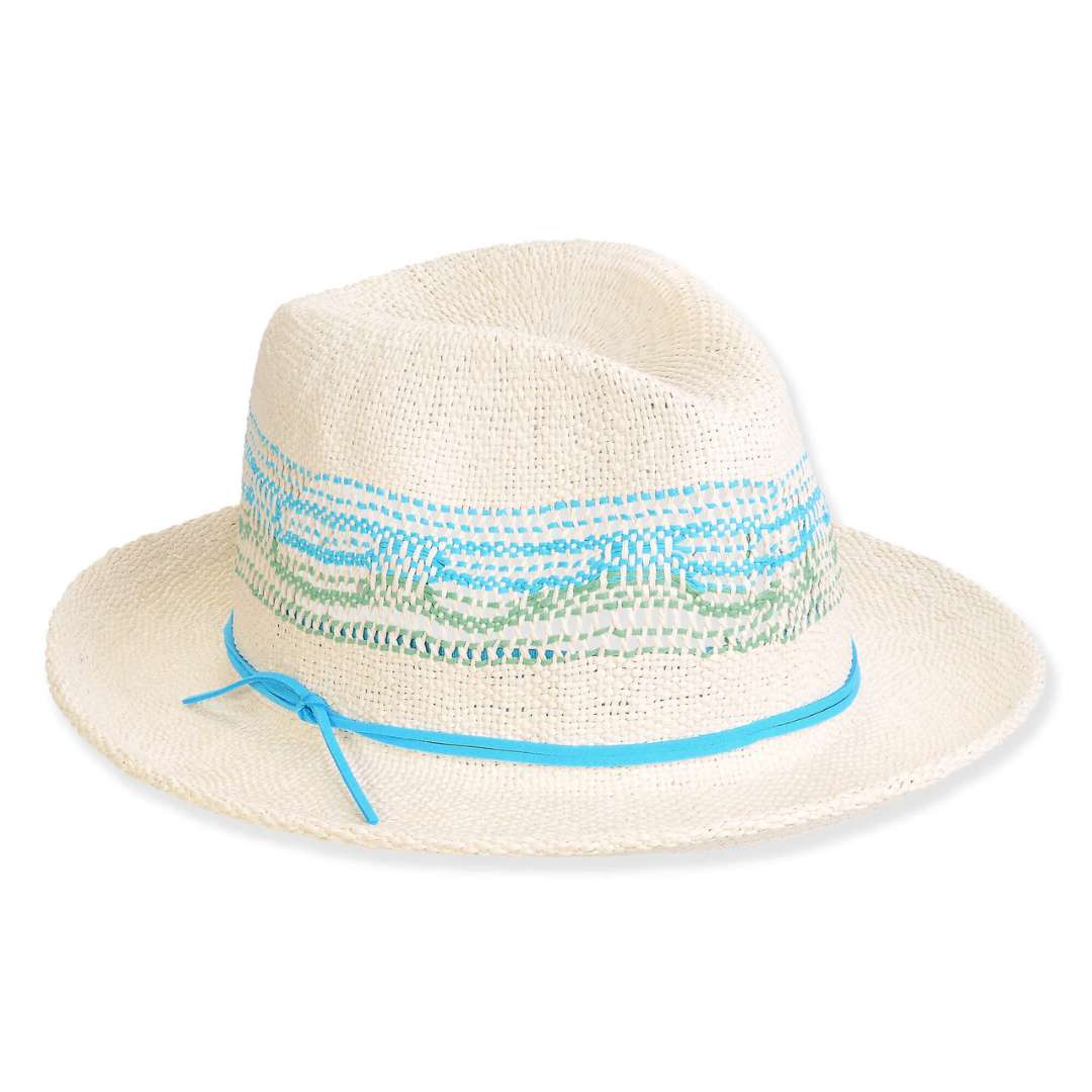 Sun 'N' Sand Turquoise Toyo Fedora - Brim 2" - Sun 'N' Sand Accessories