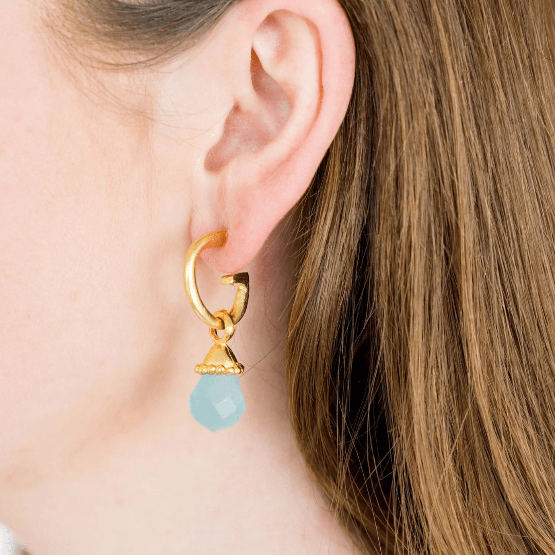 Susan Shaw Gigi Drop Hoop Earrings - Aqua Quartz - Susan Shaw