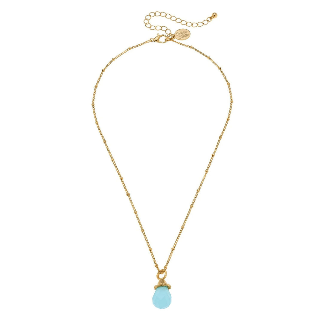 Susan Shaw Gigi Gold Dainty Drop necklace - Aqua - Susan Shaw