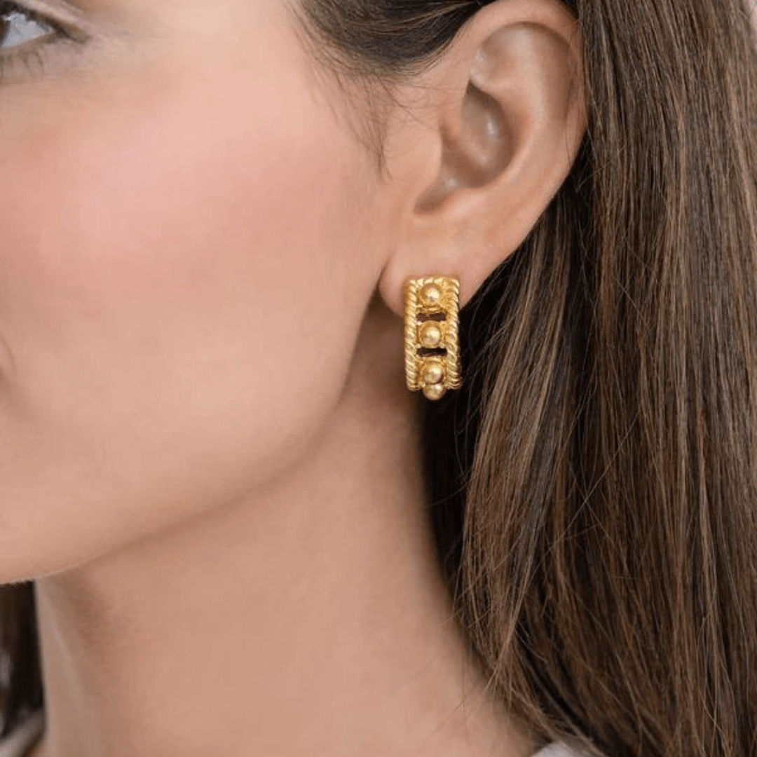 Susan Shaw Small Hoops w/ Center Balls Earrings - Susan Shaw