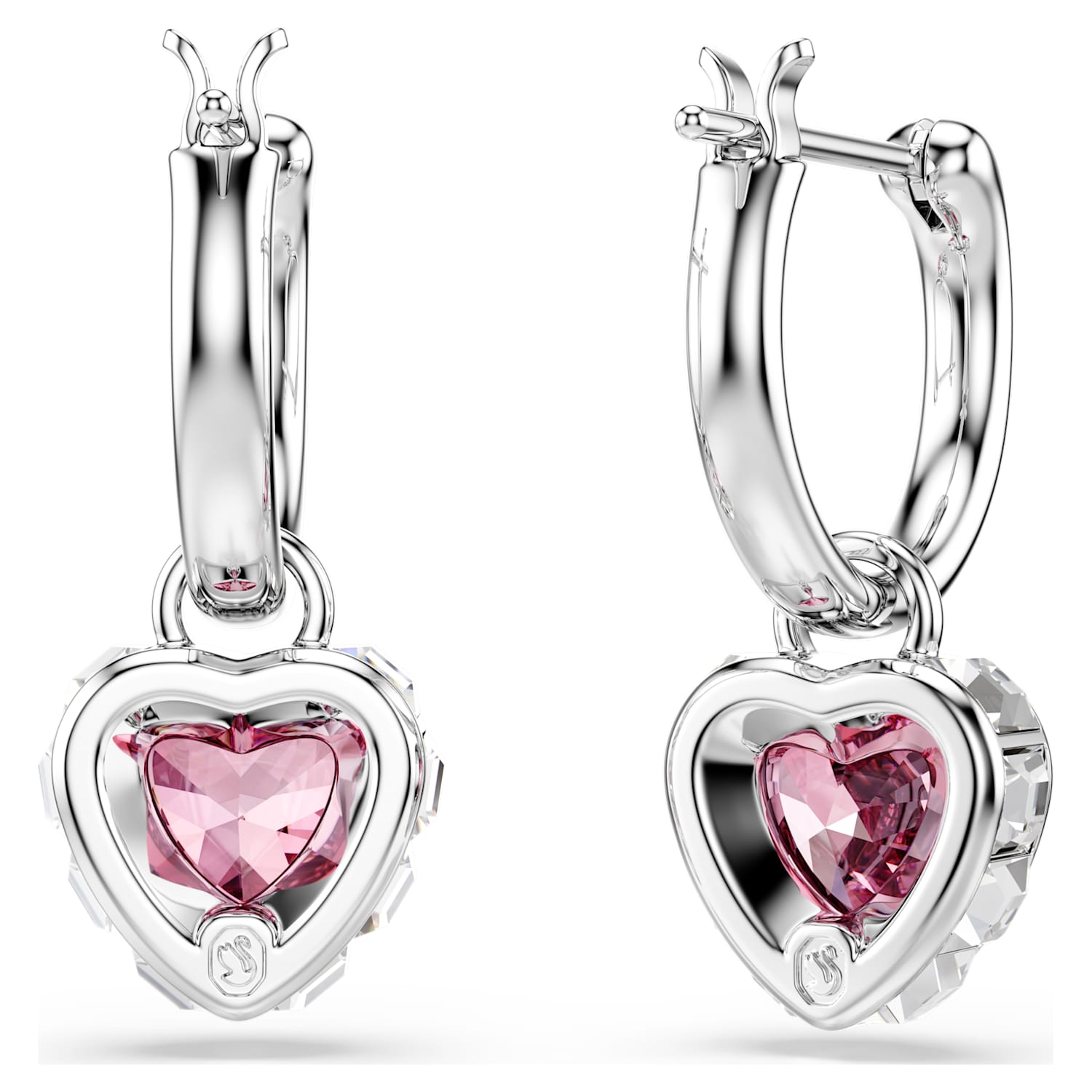 Swarovski Chroma Heart Drop Earrings - Pink/Silver - Swarovski