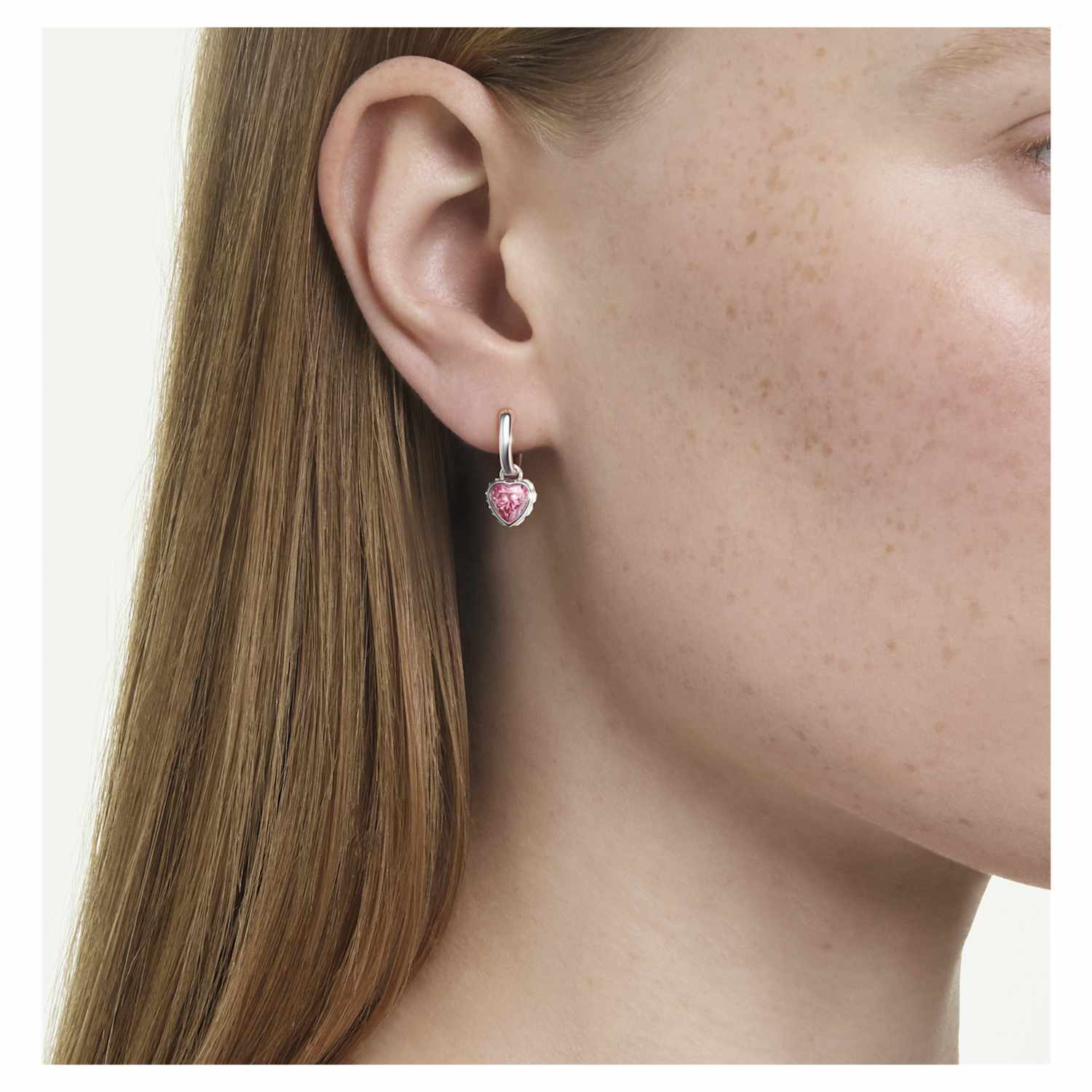 Swarovski Chroma Heart Drop Earrings - Pink/Silver - Swarovski