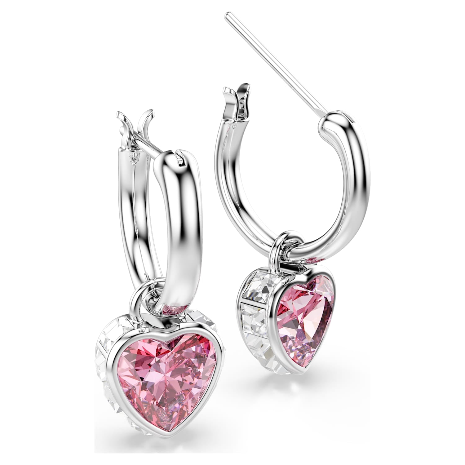 Swarovski Chroma Heart Drop Earrings - Pink/Silver - Swarovski
