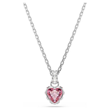 Silver Chroma pendant with a pink heart stone on a white background