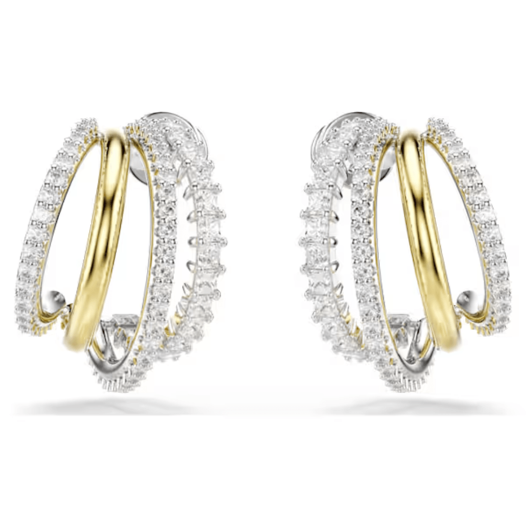 Swarovski Hyperbola Hoop Earrings - White/Mixed Metal - Swarovski
