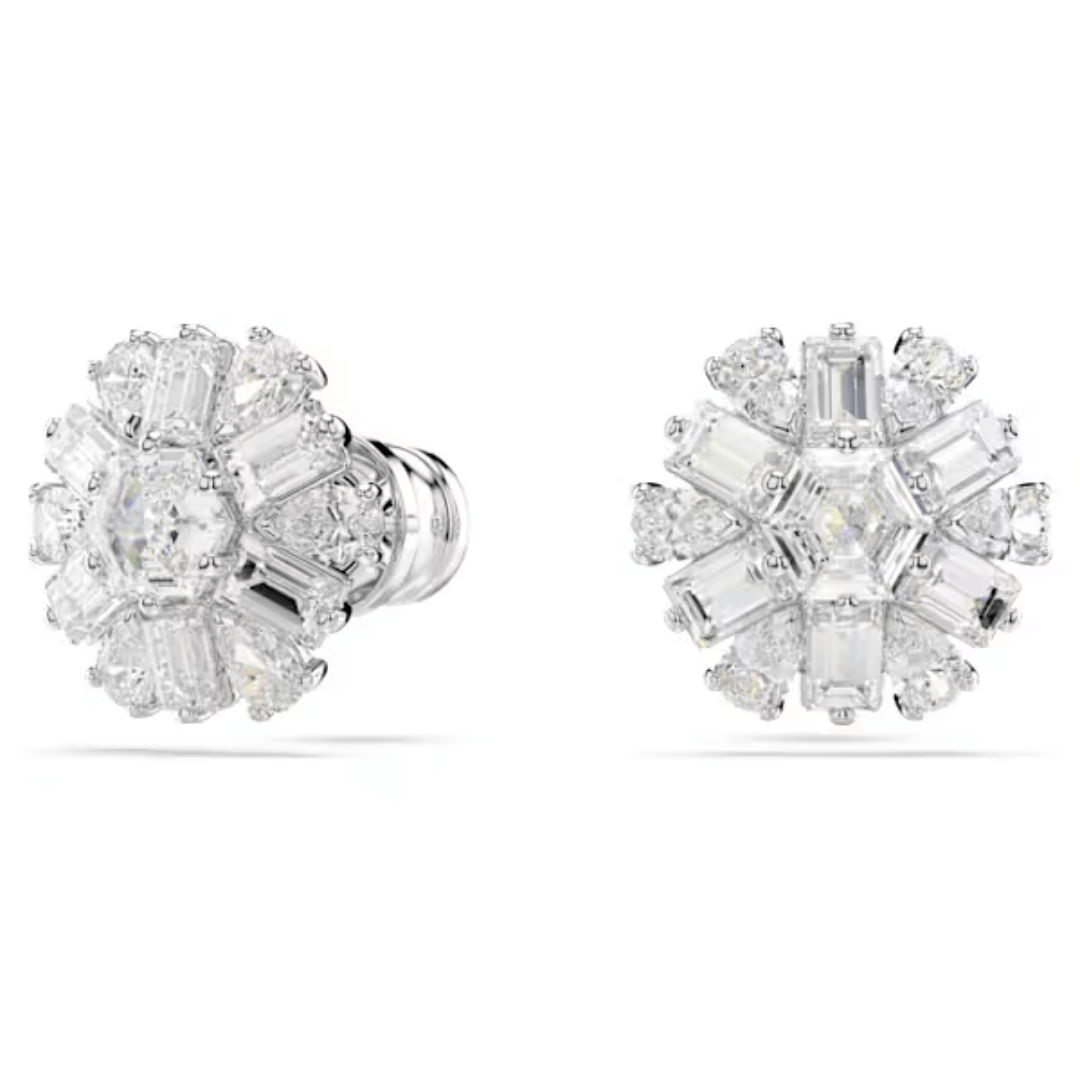 Swarovski Idyllia Snowflake Stud Earrings - White/Rhodium - Swarovski