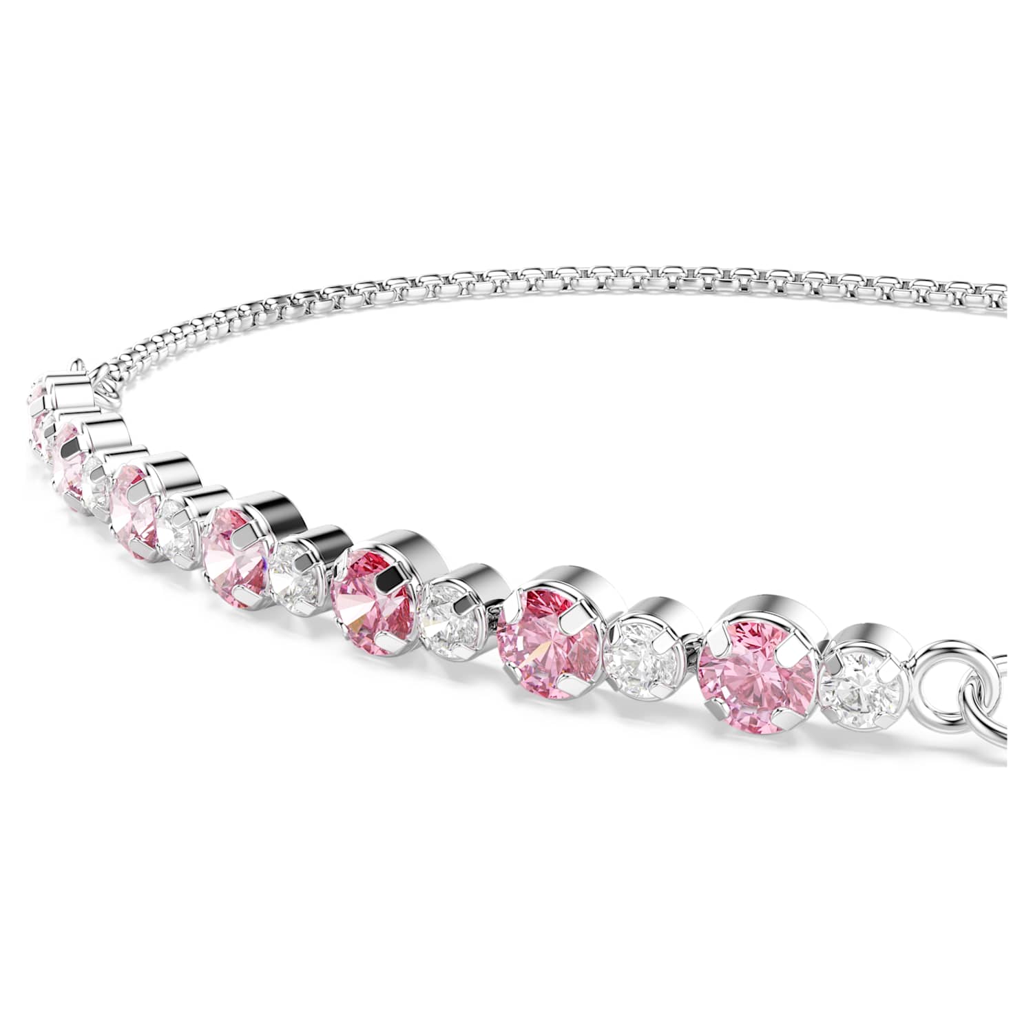 Alternate view of the silver Matrix bracelet with pink and clear stones