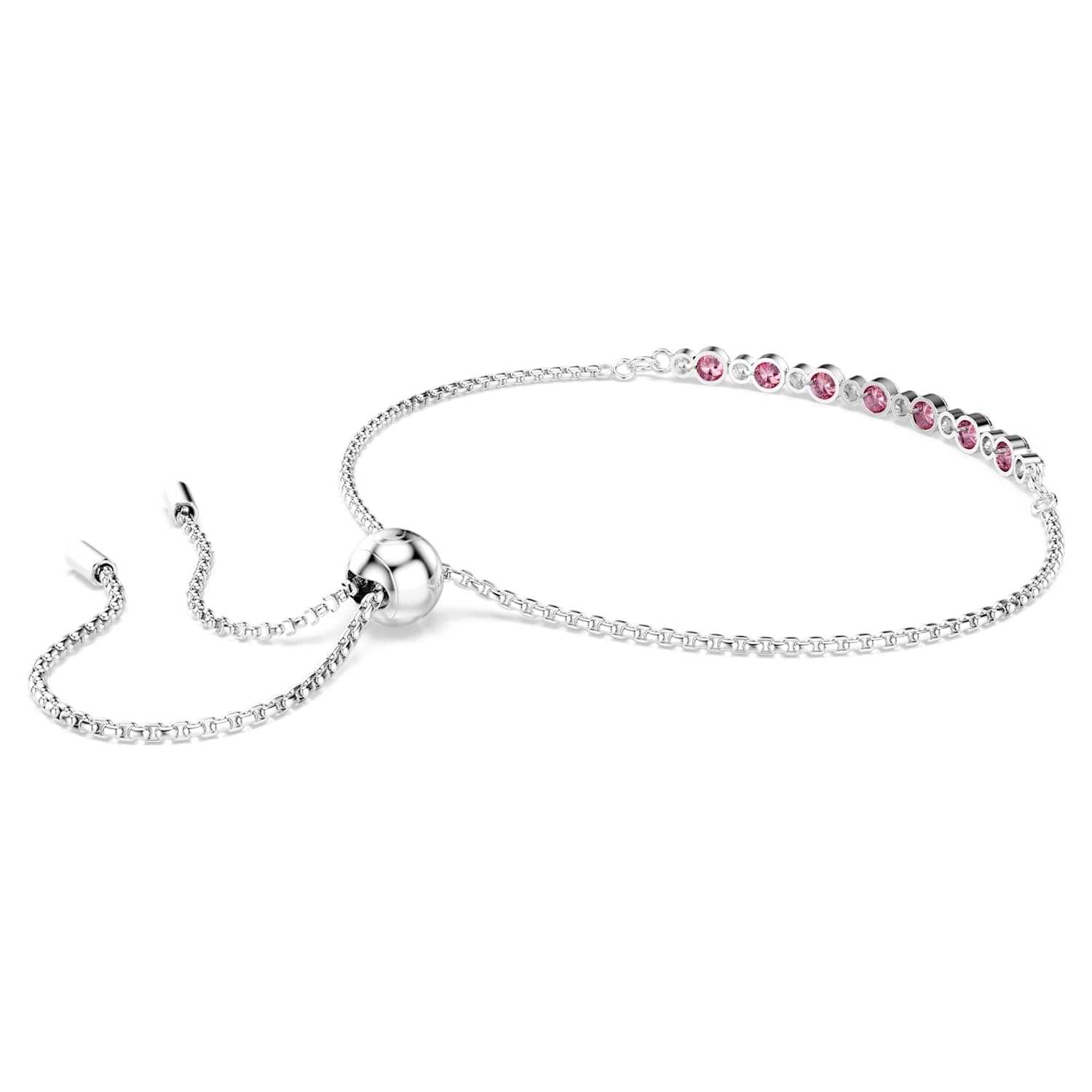 Alternate view of the silver Matrix bracelet with pink and clear stones