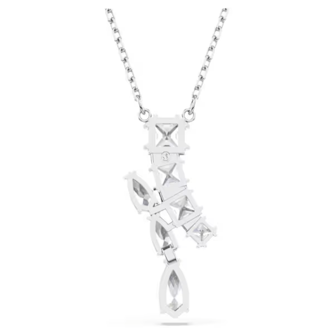 Swarovski Matrix Drop Pendant Necklace - White/Rhodium - Swarovski