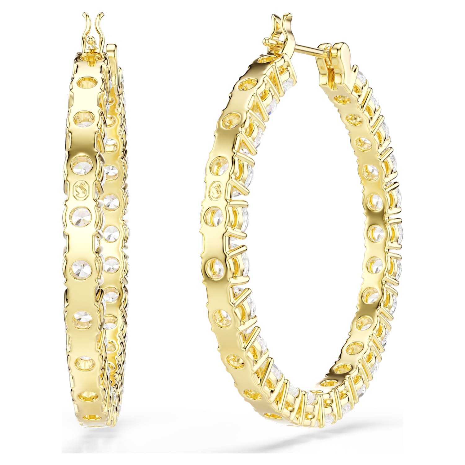 Alternate view of the gold Matrix crystal hoop earrings