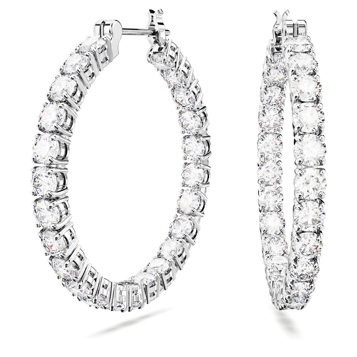Swarovski Matrix Hoop Earrings - Silver - Swarovski