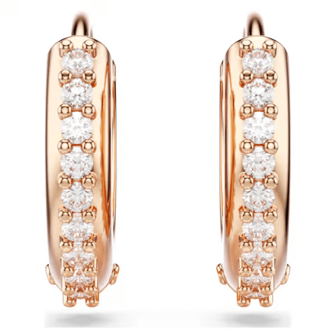 Swarovski Matrix Hoop Earrings - White/Rose Gold - Swarovski
