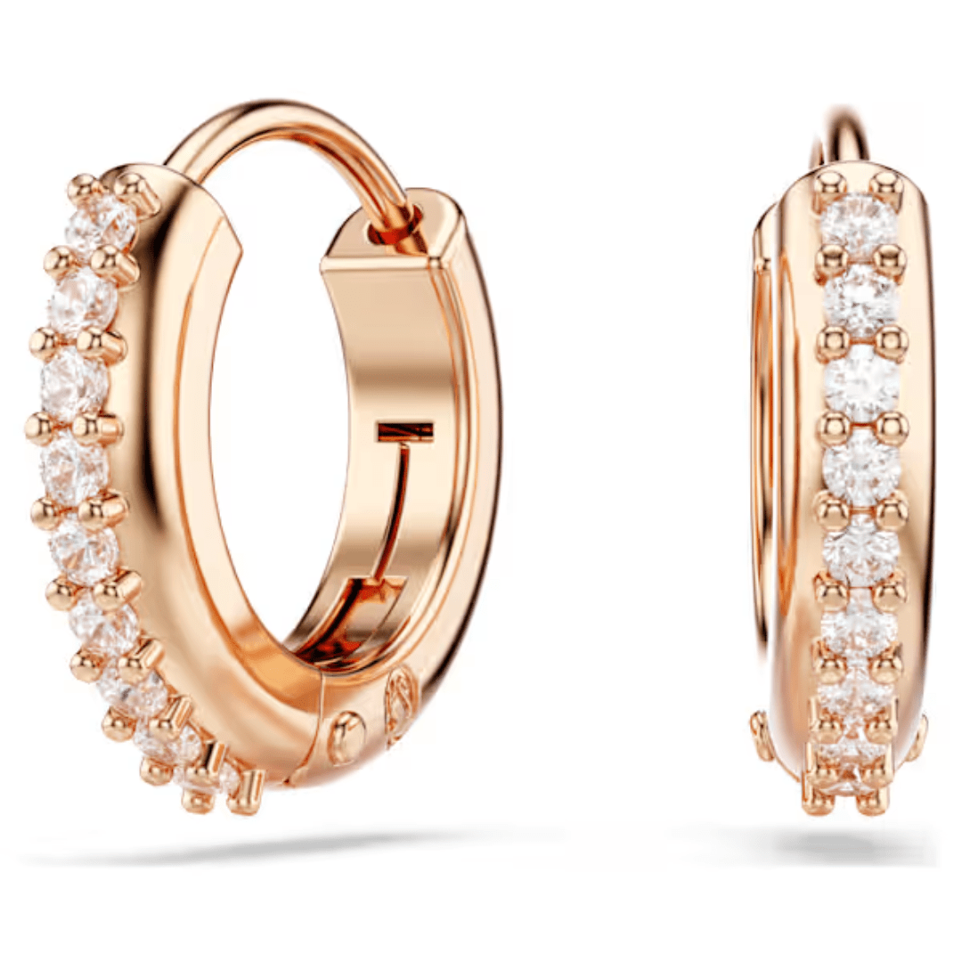Swarovski Matrix Hoop Earrings - White/Rose Gold - Swarovski