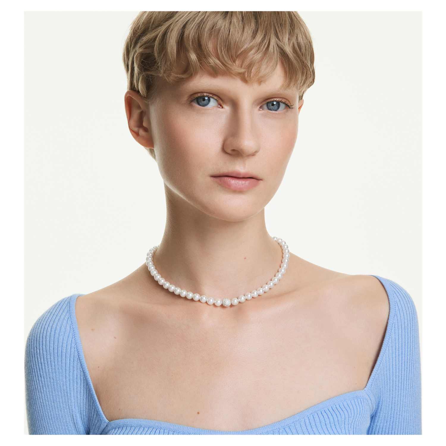 Swarovski Matrix Pearl Necklace - Silver - Swarovski