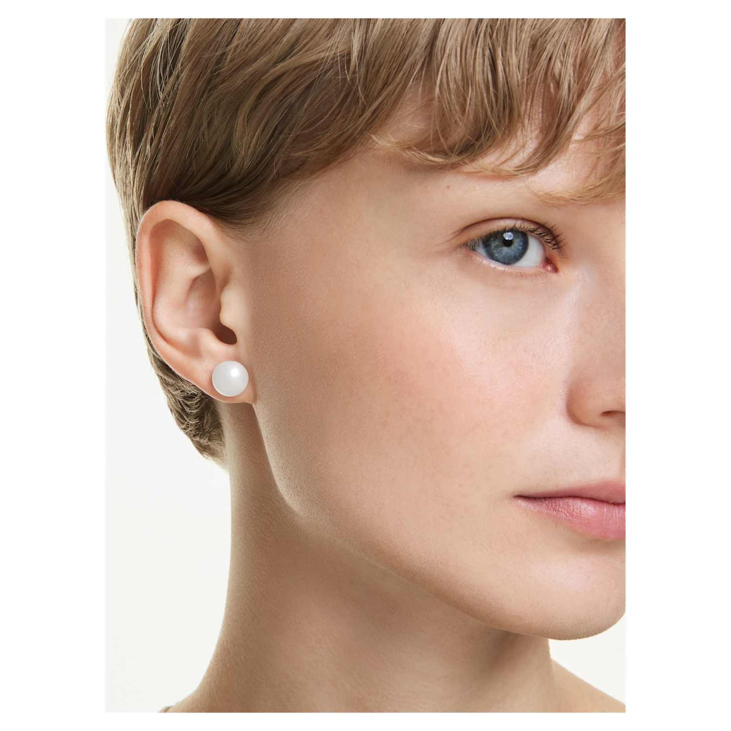 Swarovski Matrix Pearl Stud Earrings - Silver - Swarovski