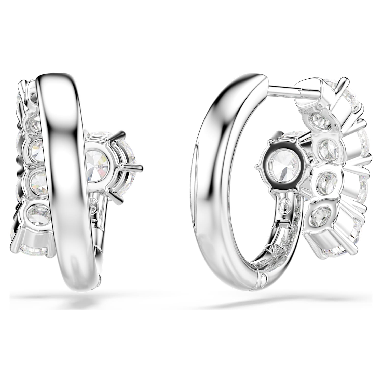 Swarovski Matrix Spiral Hoop Earrings - Silver - Swarovski