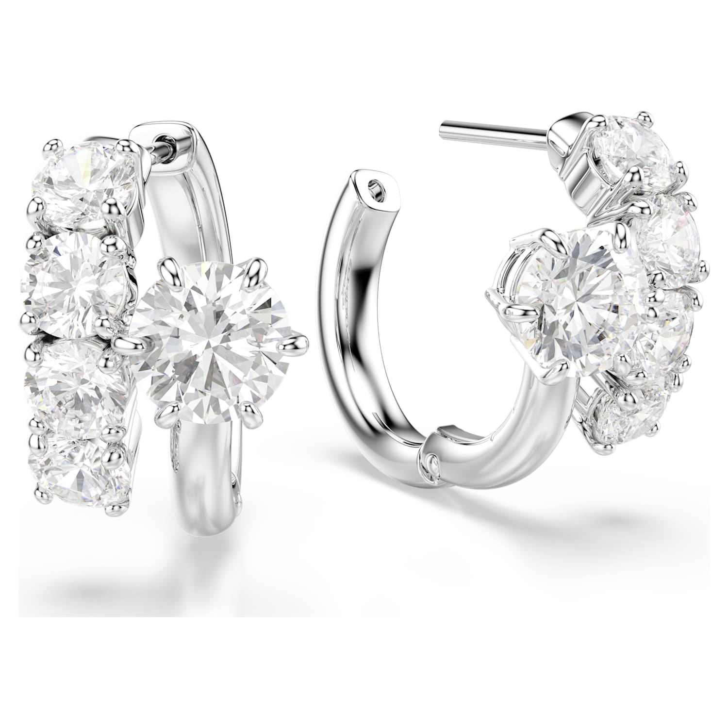 Swarovski Matrix Spiral Hoop Earrings - Silver - Swarovski