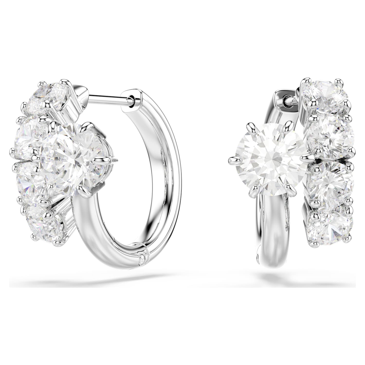 Swarovski Matrix Spiral Hoop Earrings - Silver - Swarovski