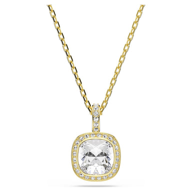Gold Una Angelic cushion-cut crystal pendant on a white background