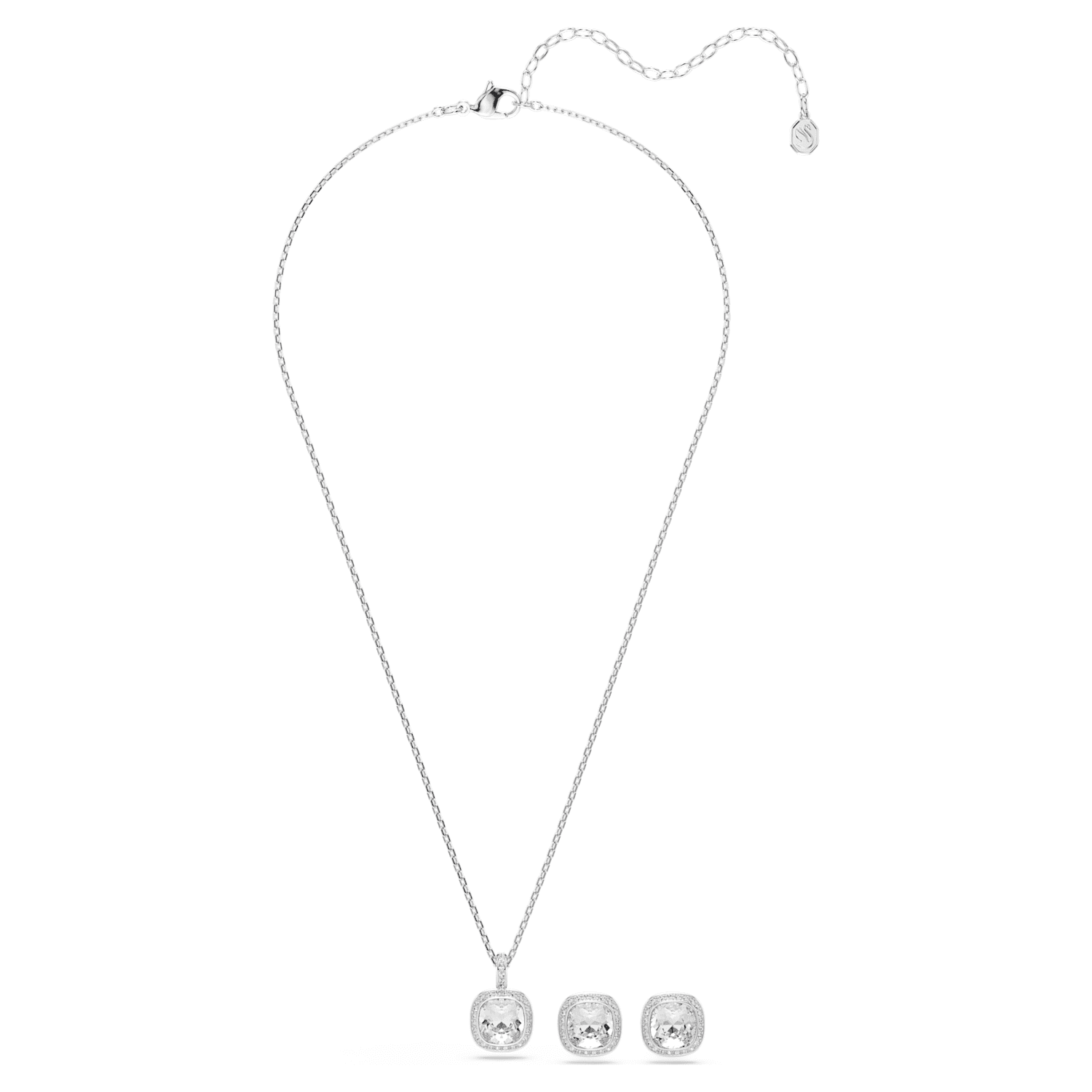 Swarovski Una Angelic Cushion Pendant & Stud Set - Silver - Swarovski