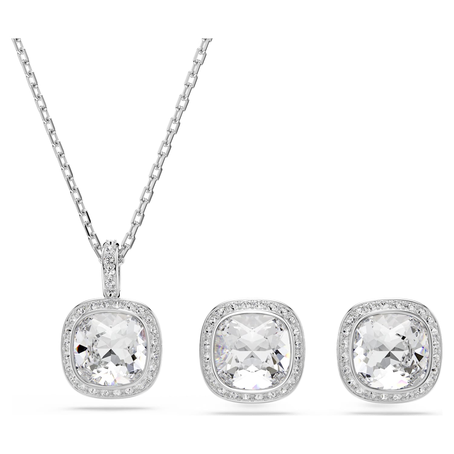 Swarovski Una Angelic Cushion Pendant & Stud Set - Silver - Swarovski