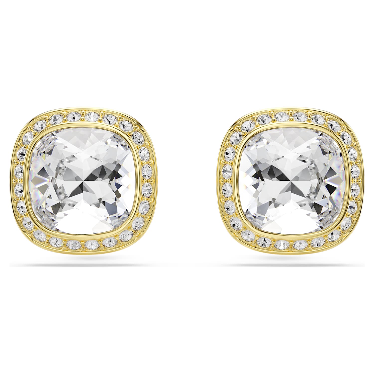 Swarovski Una Angelic Cushion Stud Earrings - Gold - Swarovski