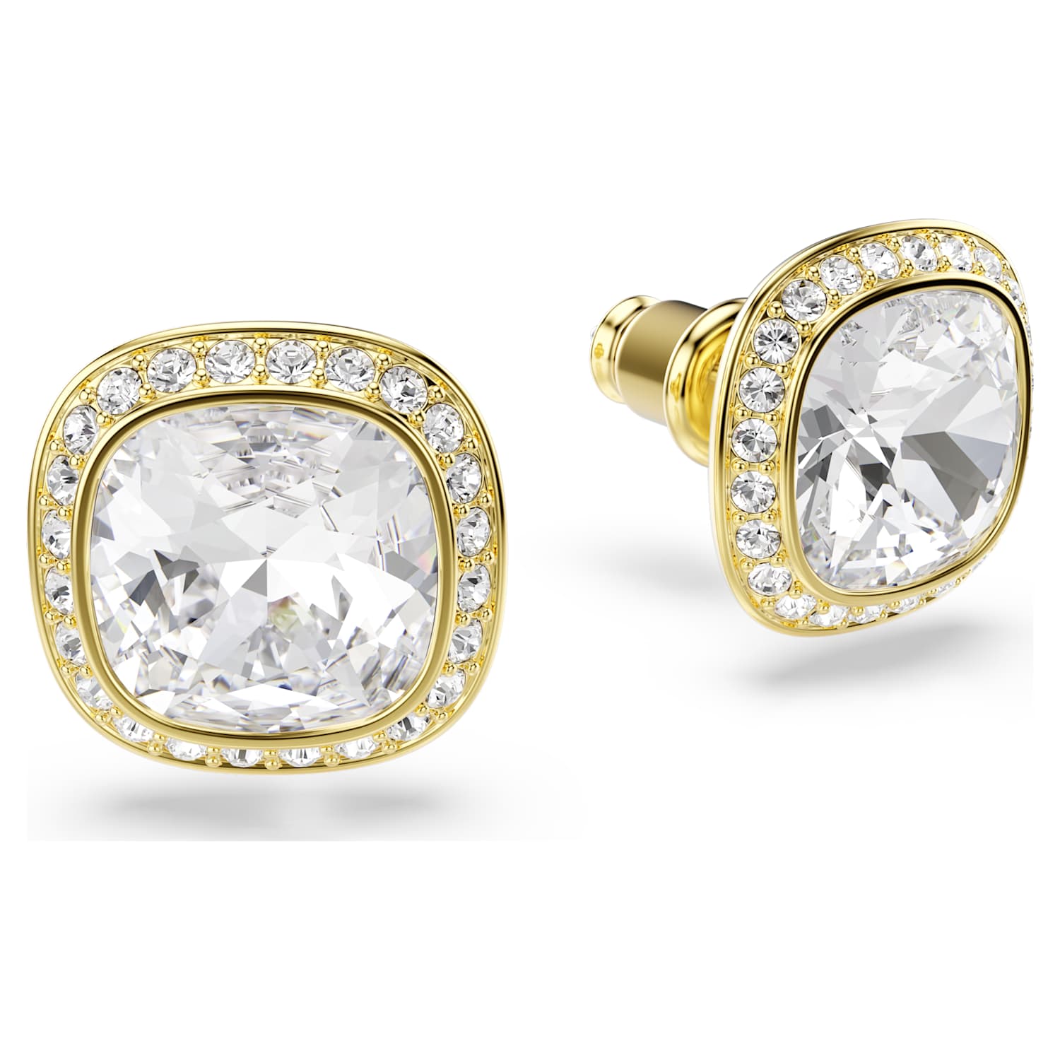 Swarovski Una Angelic Cushion Stud Earrings - Gold - Swarovski