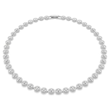 Silver Una Angelic all-around crystal necklace on a white background