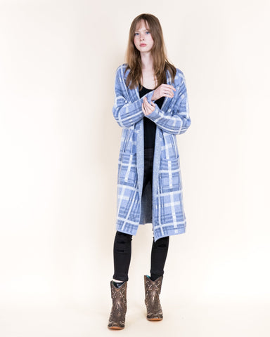 Tartan Coatigan - Denim - Very Moda