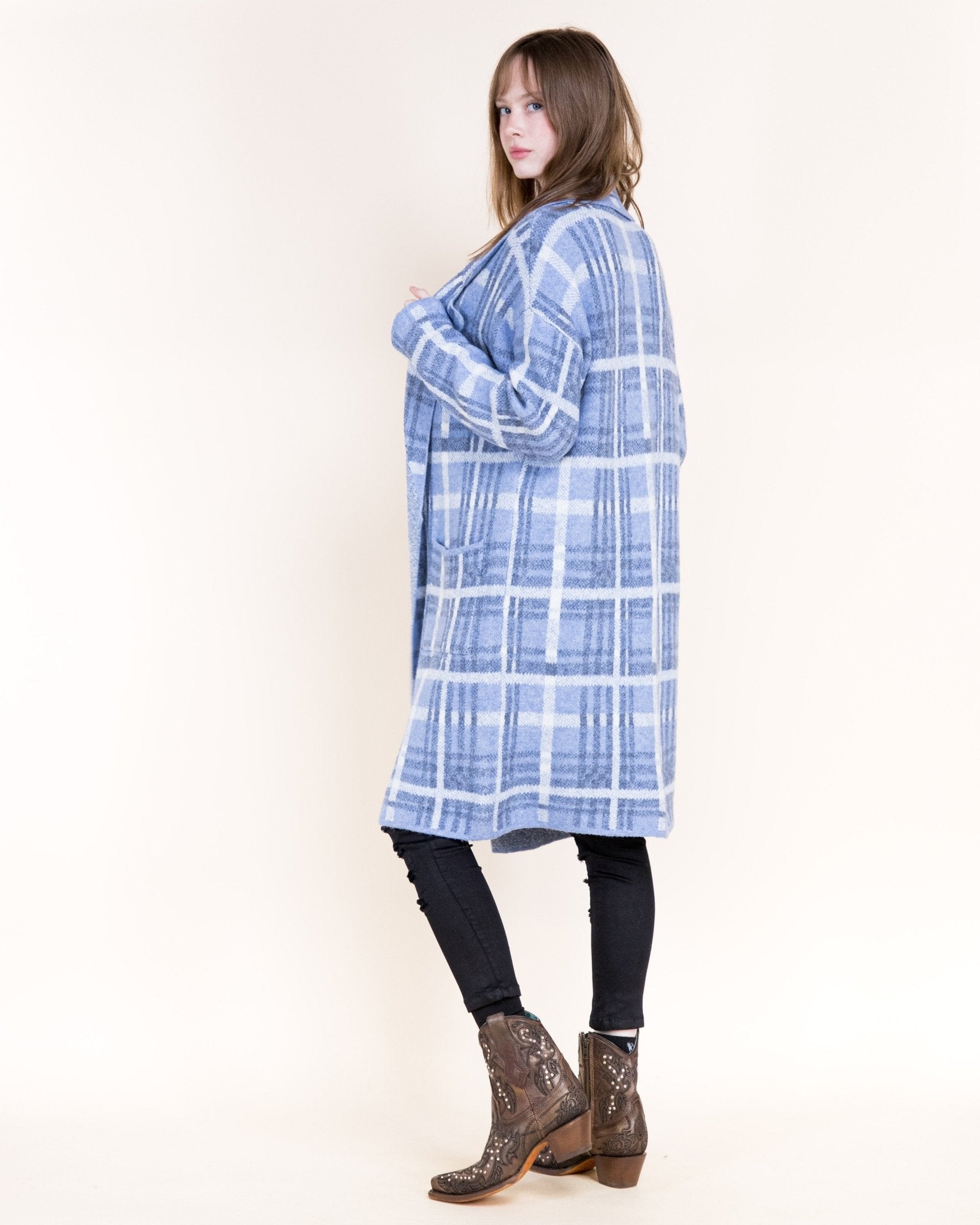 Tartan Coatigan - Denim - Very Moda