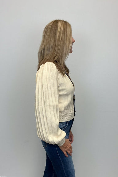 THML Balloon Sleeve Knit Cardigan - Cream - THML Clothing