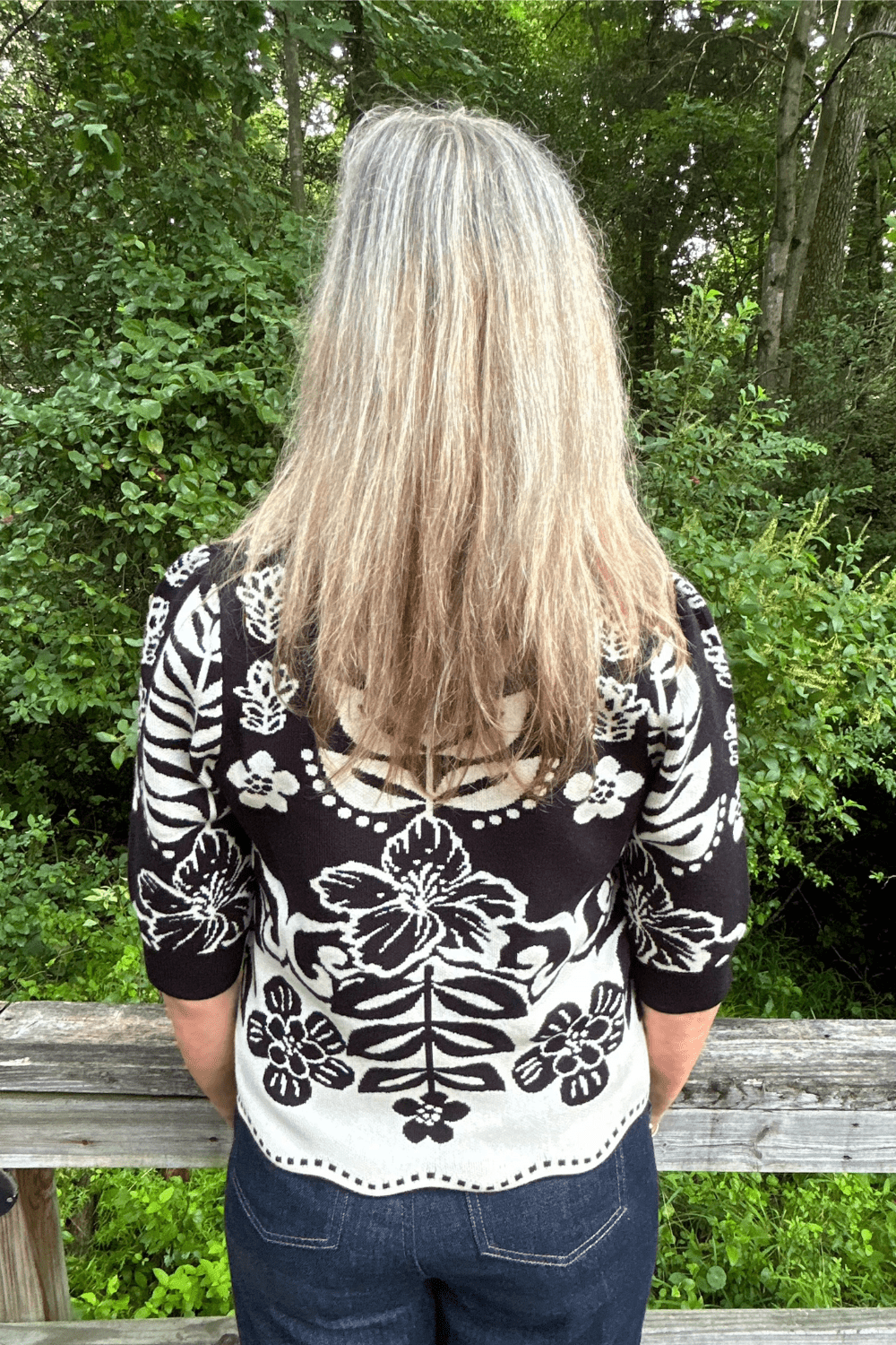 THML Two Tone Floral Top- Black - THML Clothing
