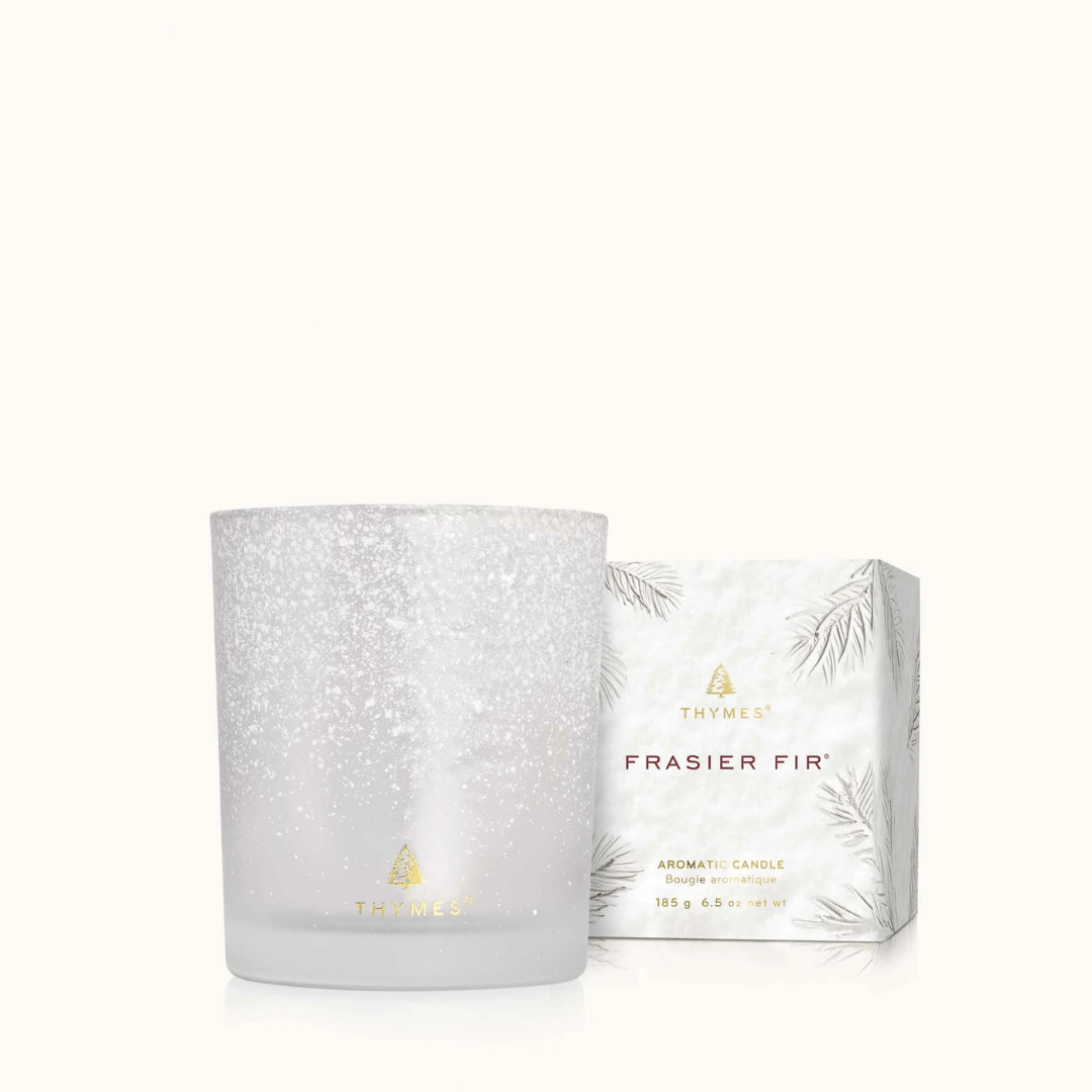 Thymes Flocked Poured Candle - Frasier Fir - Thymes