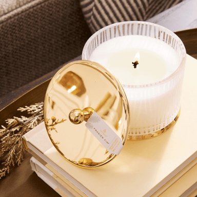 Thymes Frasier Fir Gilded Frosted Wood Grain Candle - Thymes