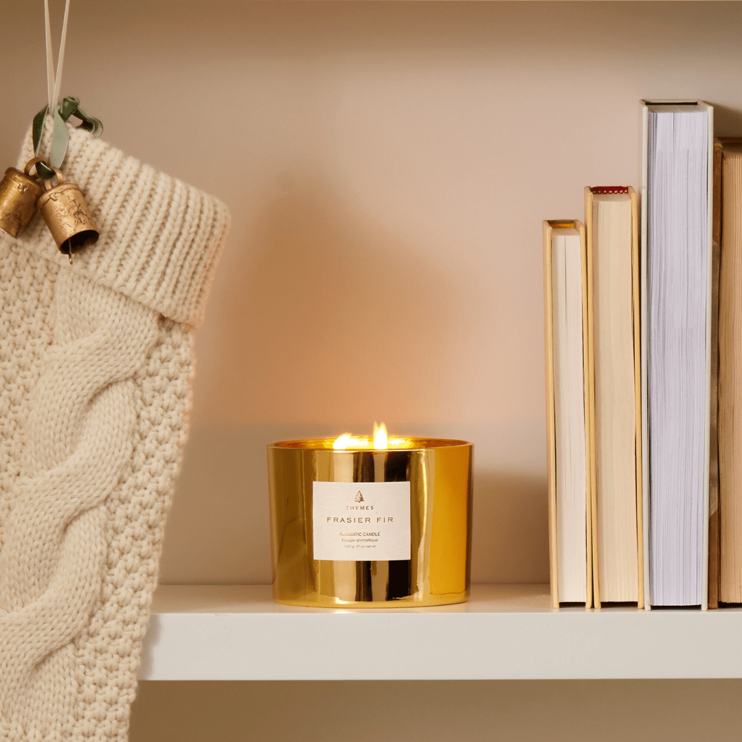 Thymes Frasier Fir Gold 3 - Wick Candle - Thymes
