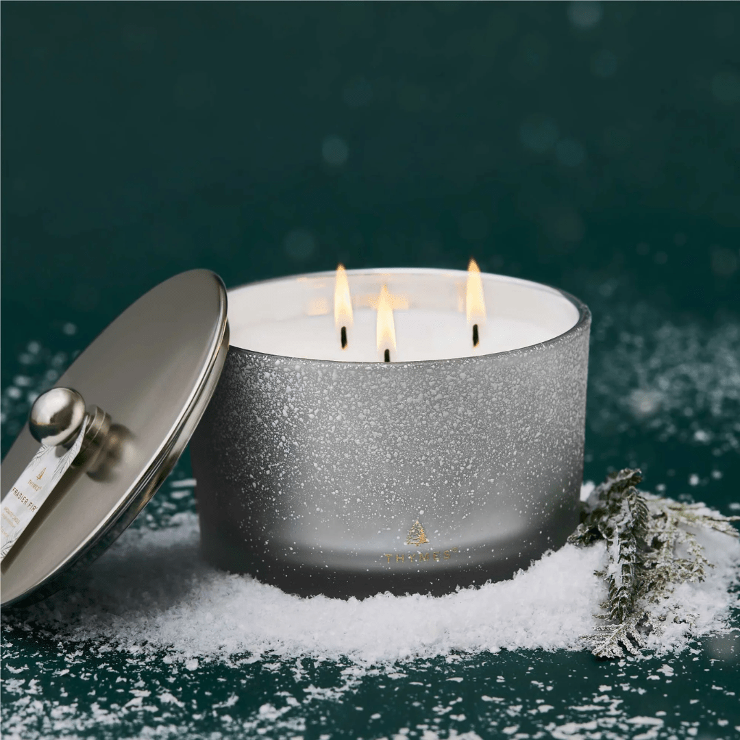 Thymes Large Poured Candle - 3 - Wick Flocked - Thymes