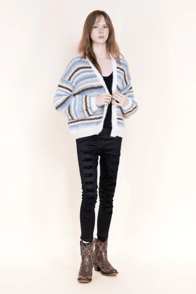 Tierra Stripe Cardigan- Denim - Very Moda