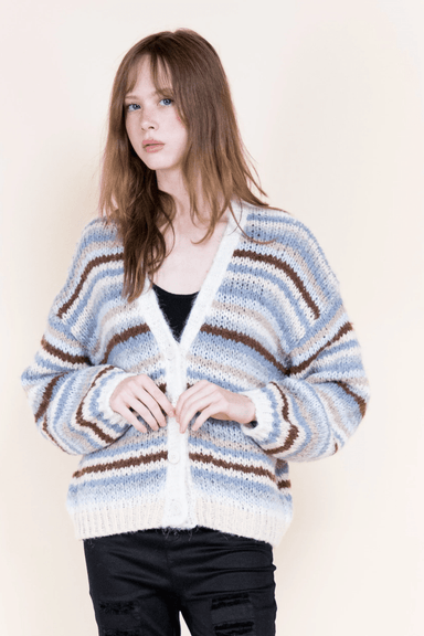 Tierra Stripe Cardigan- Denim - Very Moda