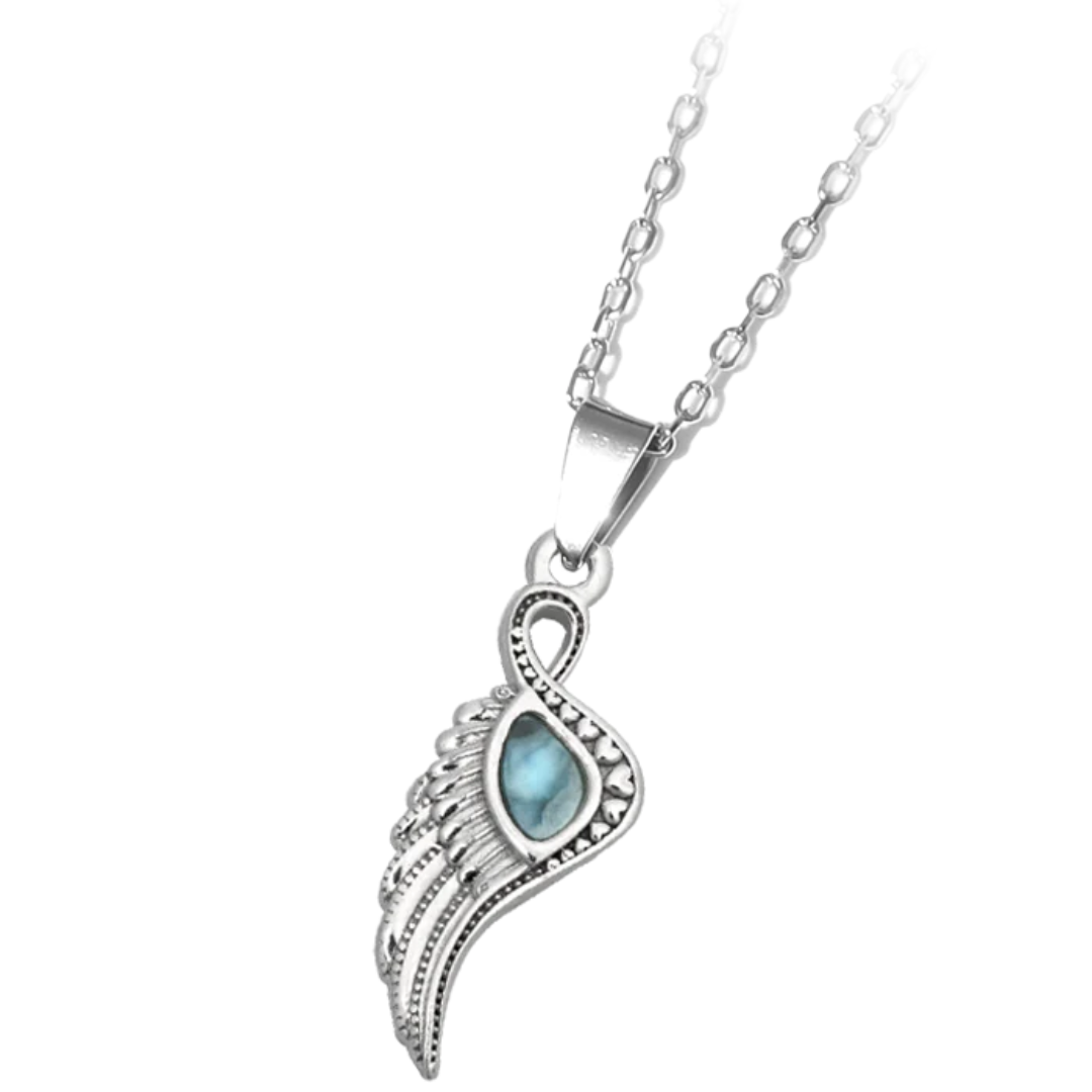 T. Jazelle Angel Wing Larimar Necklace - Silver