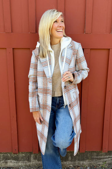 Tribal Car Coat With Removable Hood Fooler In Cream - Tribal Sportswear