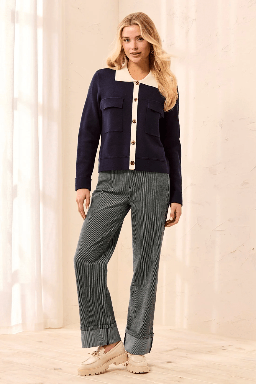 Tribal Cardigan w/ Collar- Sapphire - Tribal Sportswear