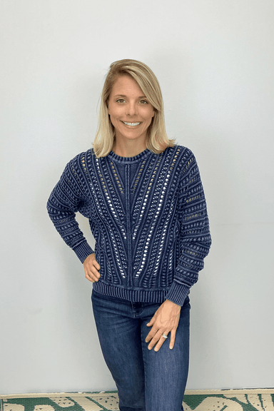 Tribal Crew Neck Sweater with Special Wash - Tribal Sportswear