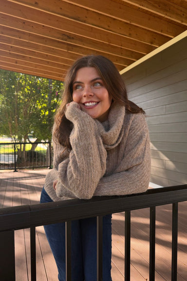 Tribal Drama Funnel Neck Sweater In Pashmina - Tribal Sportswear