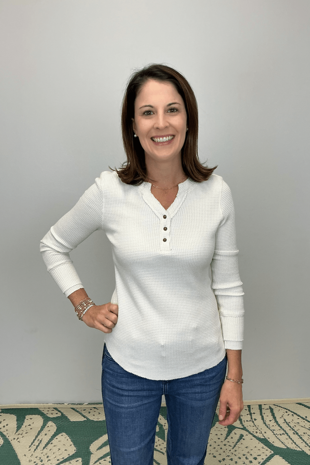 Tribal Henley Top with Buttons - Eggshell - Tribal Sportswear