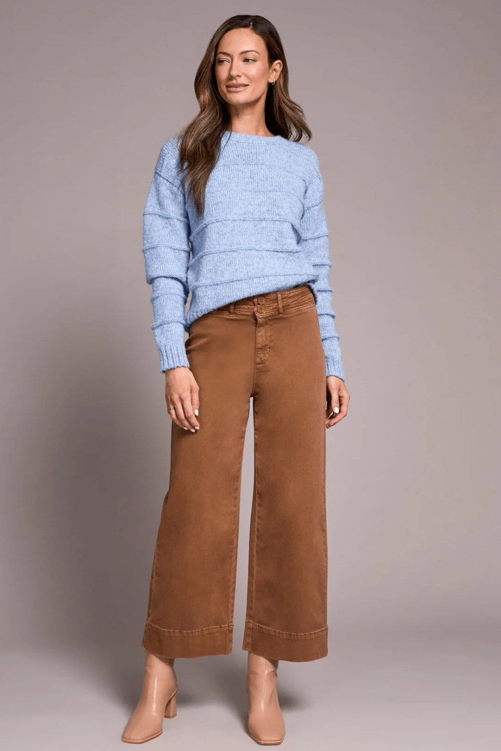 Tribal High Rise Fly Front Palazzo Pant - Walnut - Tribal Sportswear